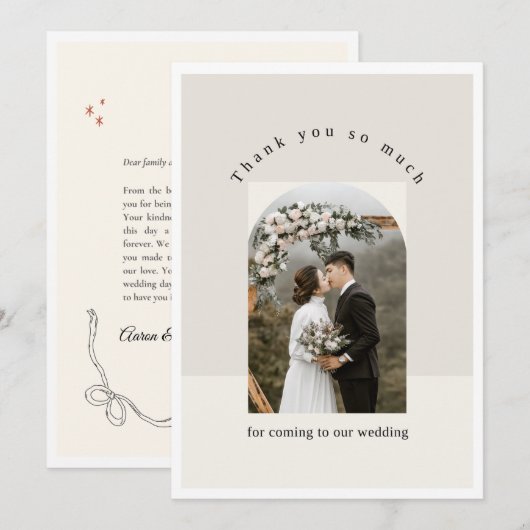 Aesthetic Photo Frame Wedding Thank You Card Feestdagenkaart (Voorkant / Achterkant)
