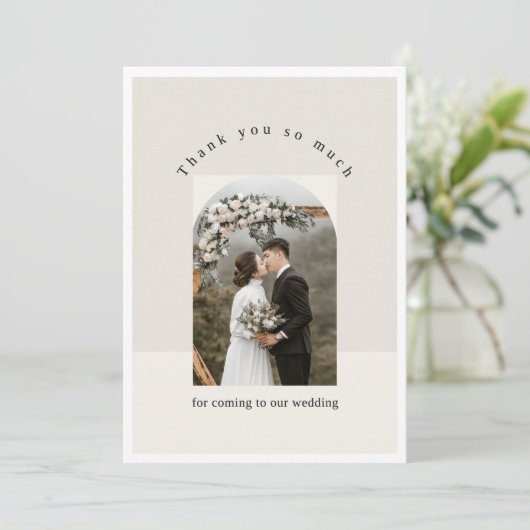 Aesthetic Photo Frame Wedding Thank You Card Feestdagenkaart (Staand voorkant)