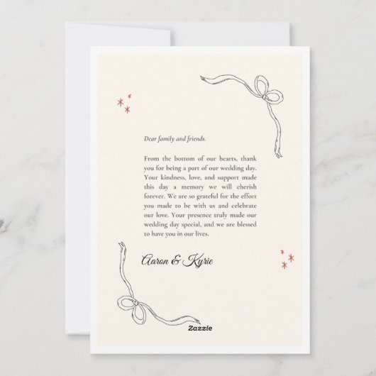 Aesthetic Photo Frame Wedding Thank You Card Feestdagenkaart (Achterkant)