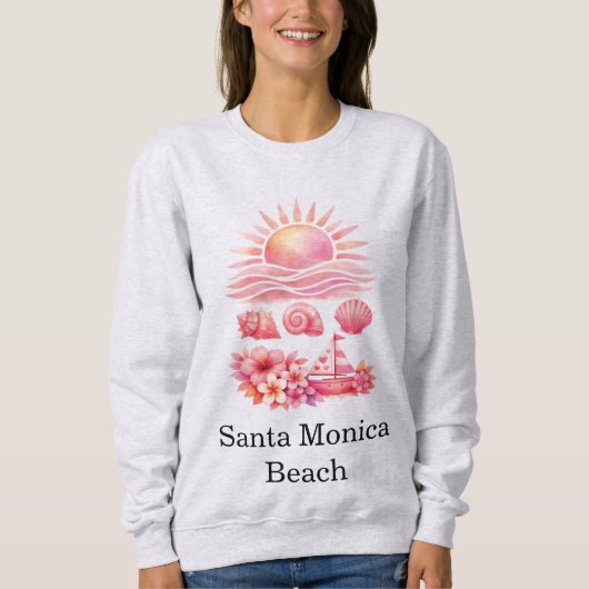 Aesthetic Pink Beach Sunset Watercolor Trui (Voorkant)