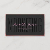 Aesthetic Pink Black Marketing Professional  Visitekaartje (Voorkant)