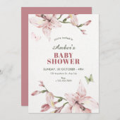 Aesthetic pink flower bloom baby shower kaart (Voorkant / Achterkant)