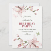 Aesthetic pink flower bloom birthday kaart (Voorkant)