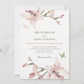 Aesthetic pink flower bloom wedding  kaart (Voorkant)