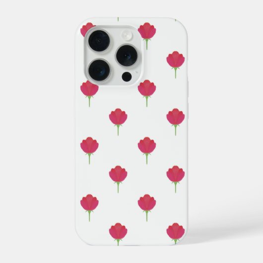 Aesthetic pink tulip flower pattern phone case iPhone hoesje (Achterkant)