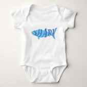 Aesthetic Playful Nautical Shark Splash Typography Romper (Voorkant)