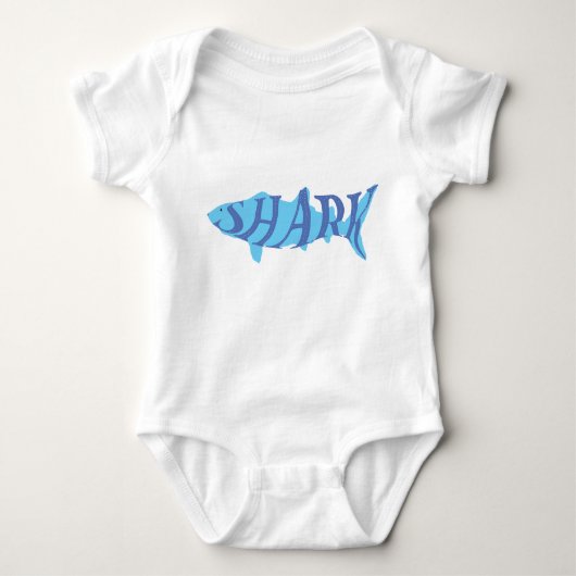 Aesthetic Playful Nautical Shark Splash Typography Romper (Voorkant)