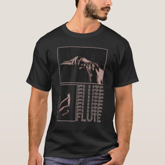 Aesthetic Retro Flutist Instrument Flute Player Mu T-shirt (Voorkant)