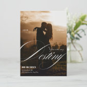 Aesthetic romantic elegant simple photo wedding kaart (Staand voorkant)