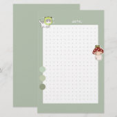 Aesthetic Sage green Frog cute korean Briefpapier (Voorkant / Achterkant)