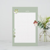 Aesthetic Sage green Frog cute korean Briefpapier (Staand voorkant)