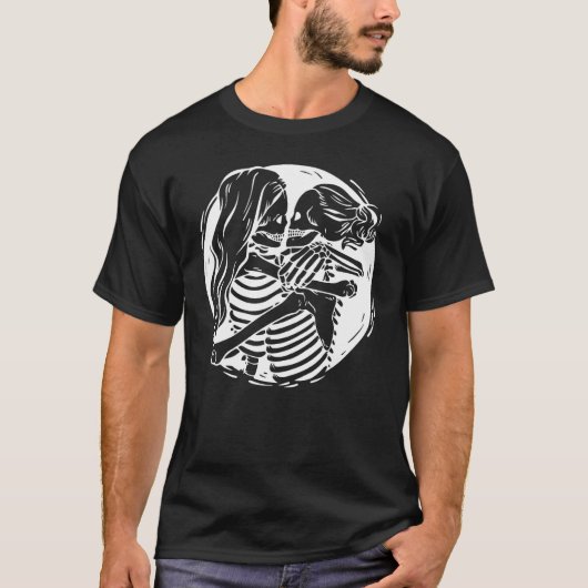 Aesthetic Skeleton Lesbian Couple kissing Pride Wo T-shirt (Voorkant)