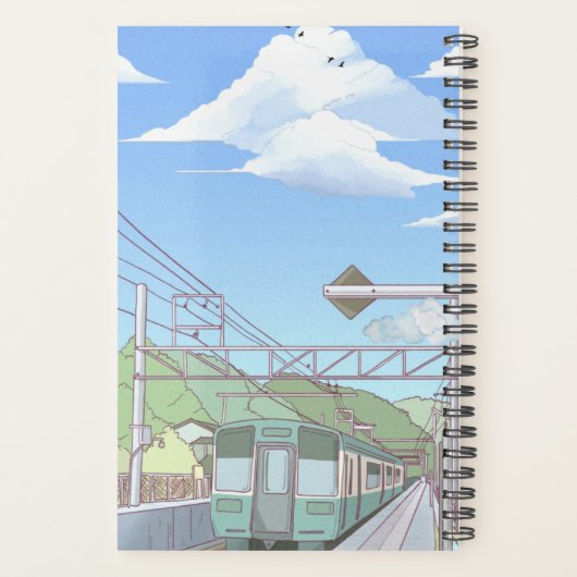 Aesthetic Sky & Train Journal Notebook | Cute Past Planner (Achterkant)
