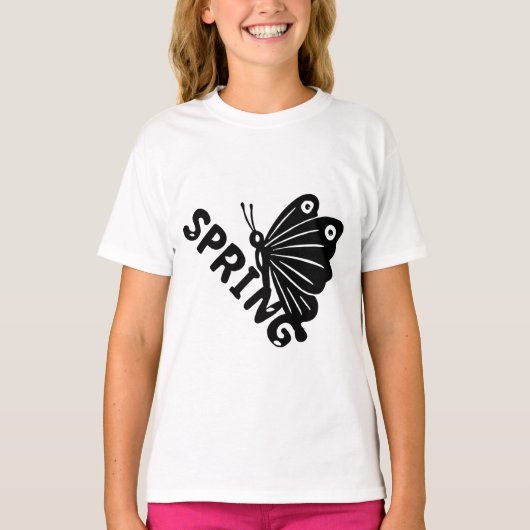 Aesthetic Spring Butterfly Minimalist Graphic T-shirt (Voorkant)