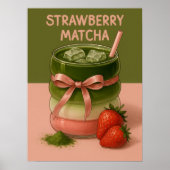 Aesthetic Strawberry Matcha Art Print, Food art Poster (Voorkant)
