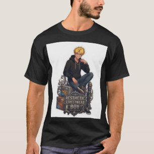 Aesthetic Streetwear Jongen Anime - Premium Grafis T-shirt