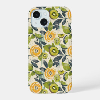 Aesthetic Summer Lemon Kiwi Pattern iPhone Case iPhone 15 Case