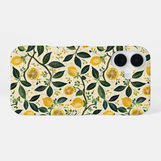 Aesthetic Summer Lemon Pattern iPhone Case 16 Hoesje (Achterkant horizontaal)
