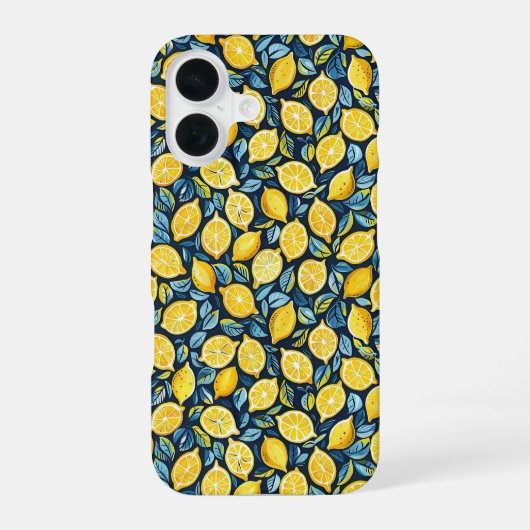Aesthetic Summer Lemon Pattern iPhone Case 16 Hoesje (Achterkant)