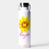 Aesthetic Sunflower, Trendy Girly Name & Monogram Waterfles (Voorkant)