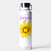Aesthetic Sunflower, Trendy Girly Name & Monogram Waterfles (Achterkant)