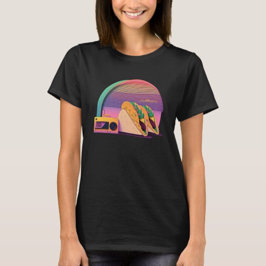 Aesthetic Synthwave Tacos with 80s Aesthetic T-shirt (Voorkant)
