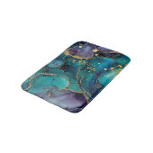 Aesthetic Turquoise & Gold Flowing Marble Badmat (Gekanteld)
