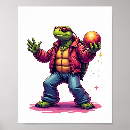 Aesthetic Turtle Disco T-Shirt Poster (Voorkant)