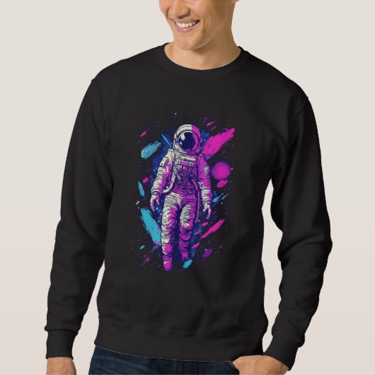 Aesthetic Vaporwave Astronaut Graphic Spaceman Gra Trui (Voorkant)