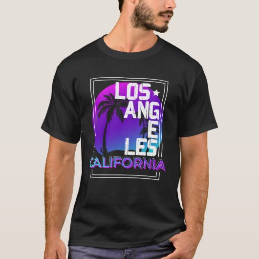 Aesthetic Vaporwave Los Angeles California CA Retr T-shirt (Voorkant)