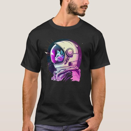 Aesthetic Vaporwave Space Cat 80s 90s Astronaut  1 T-shirt (Voorkant)