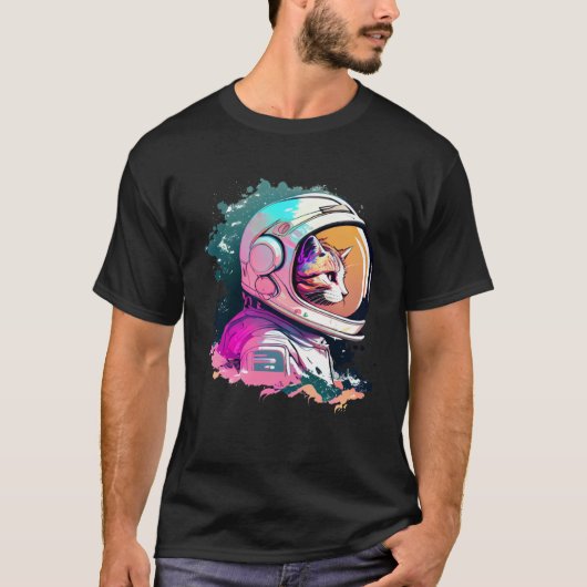 Aesthetic Vaporwave Space Cat 80s 90s Astronaut  1 T-shirt (Voorkant)