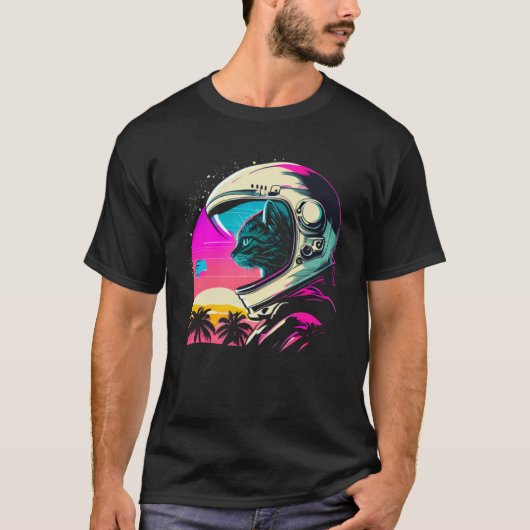 Aesthetic Vaporwave Space Cat 80s 90s Astronaut  1 T-shirt (Voorkant)