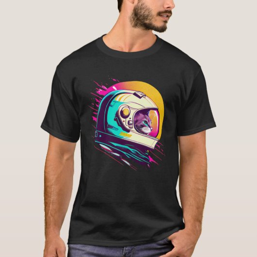 Aesthetic Vaporwave Space Cat 80s 90s Astronaut  1 T-shirt (Voorkant)