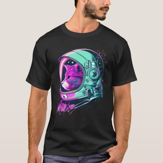 Aesthetic Vaporwave Space Cat 80s 90s Astronaut  2 T-shirt (Voorkant)
