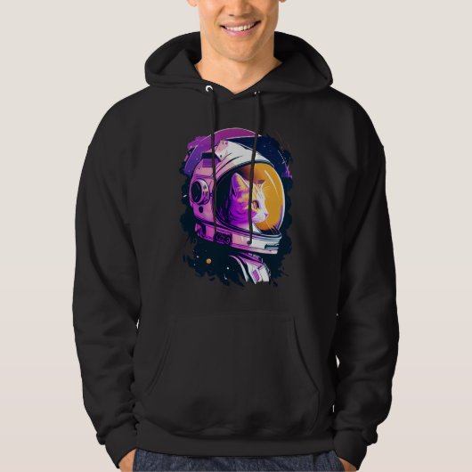 Aesthetic Vaporwave Space Cat 80s 90s Astronaut  4 Hoodie (Voorkant)
