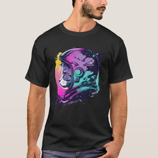 Aesthetic Vaporwave Space Cat 80s 90s Astronaut  5 T-shirt (Voorkant)