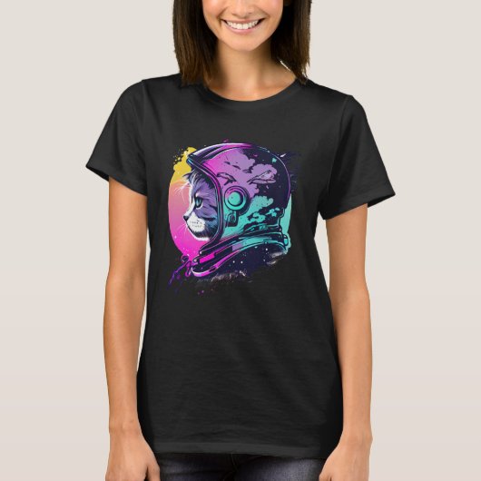 Aesthetic Vaporwave Space Cat 80s 90s Astronaut  5 T-shirt (Voorkant)