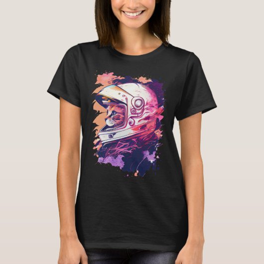 Aesthetic Vaporwave Space Cat 80s 90s Astronaut  6 T-shirt (Voorkant)
