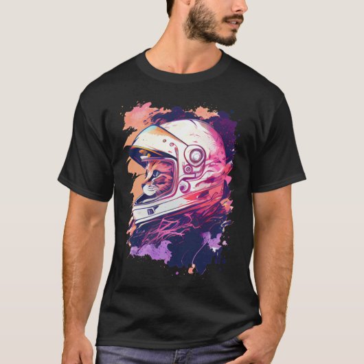 Aesthetic Vaporwave Space Cat 80s 90s Astronaut  6 T-shirt (Voorkant)