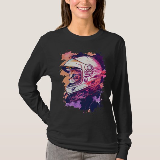 Aesthetic Vaporwave Space Cat 80s 90s Astronaut 6 T-shirt (Voorkant)