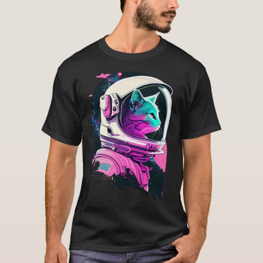 Aesthetic Vaporwave Space Cat 80s 90s Astronaut  9 T-shirt (Voorkant)