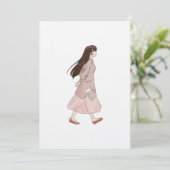 Aesthetic Walking Girl Sticker Kaart (Staand voorkant)