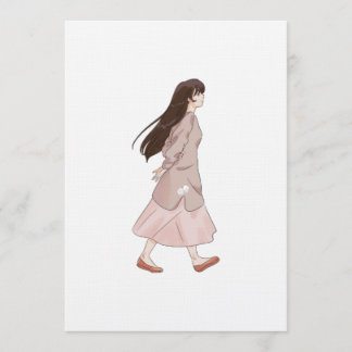 Aesthetic Walking Girl Sticker Kaart