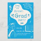 Aesthetic Whimsical Hand Drawn Graduation Party  Kaart (Voorkant)