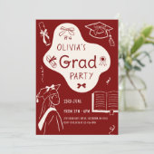 Aesthetic Whimsical Hand Drawn Graduation Party  Kaart (Staand voorkant)