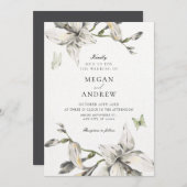 Aesthetic white grey flower bloom wedding kaart (Voorkant / Achterkant)