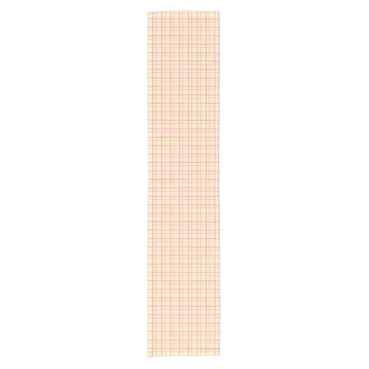 Aesthetic Wobbly Grid Pattern Sunshine Yellow Korte Tafelloper (Voorkant)