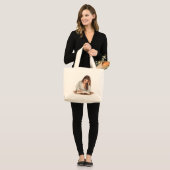 Aesthetic Woman Writing Illustration Tote Bag (Voorkant (model))