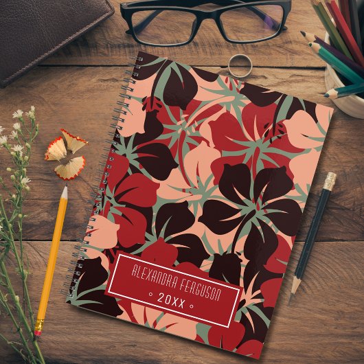 Aesthetisch, aangepast rood en zwart-wit patroon planner